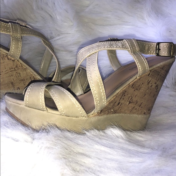 Call it Spring | Strappy Nude Cork Wedges Size 9 - Picture 3 of 4